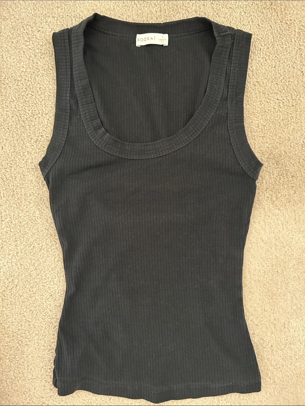Kookai Black Ribbed Scoop Neck Tank